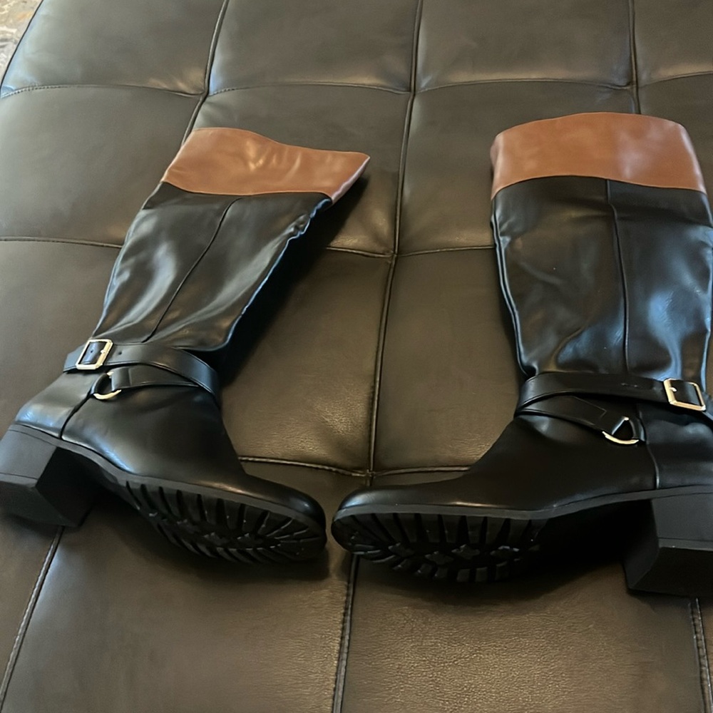 Black and Brown Riding Boots - Size 10 Medium